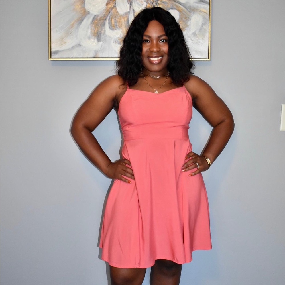 Coral spaghetti strap swing dress